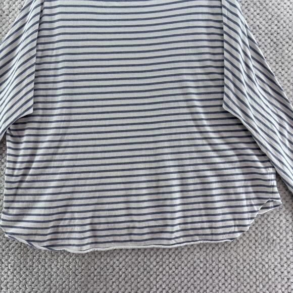 Frank & Eileen Top Womens S Blue White Striped Crew Tee Lab Long Dolman Sleeve - Picture 8 of 12